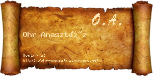 Ohr Anasztáz névjegykártya